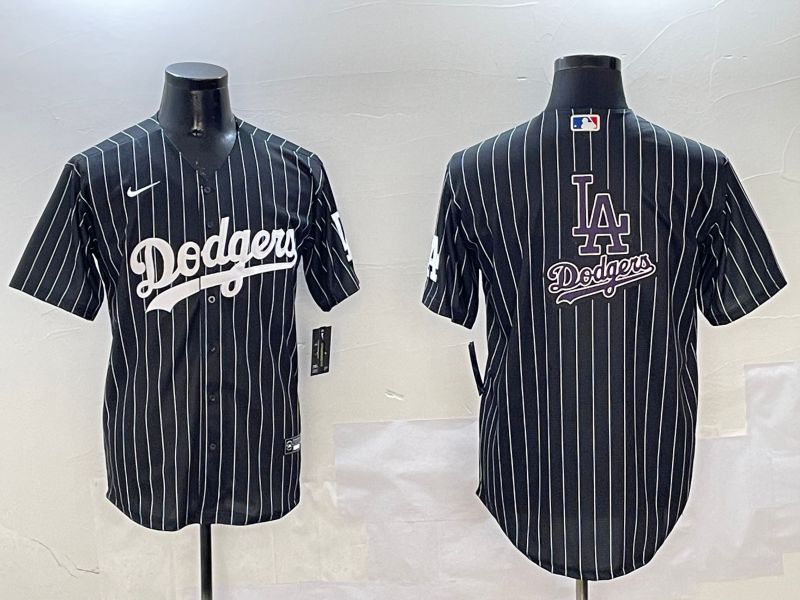 Men Los Angeles Dodgers Blank Black Stripe Jointly Name 2025 Nike MLB Jersey style 17